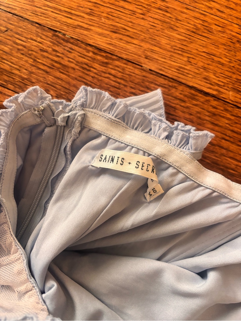 Light Blue Ruffle Off-Shoulder Mini Dress - Picture 2 of 4
